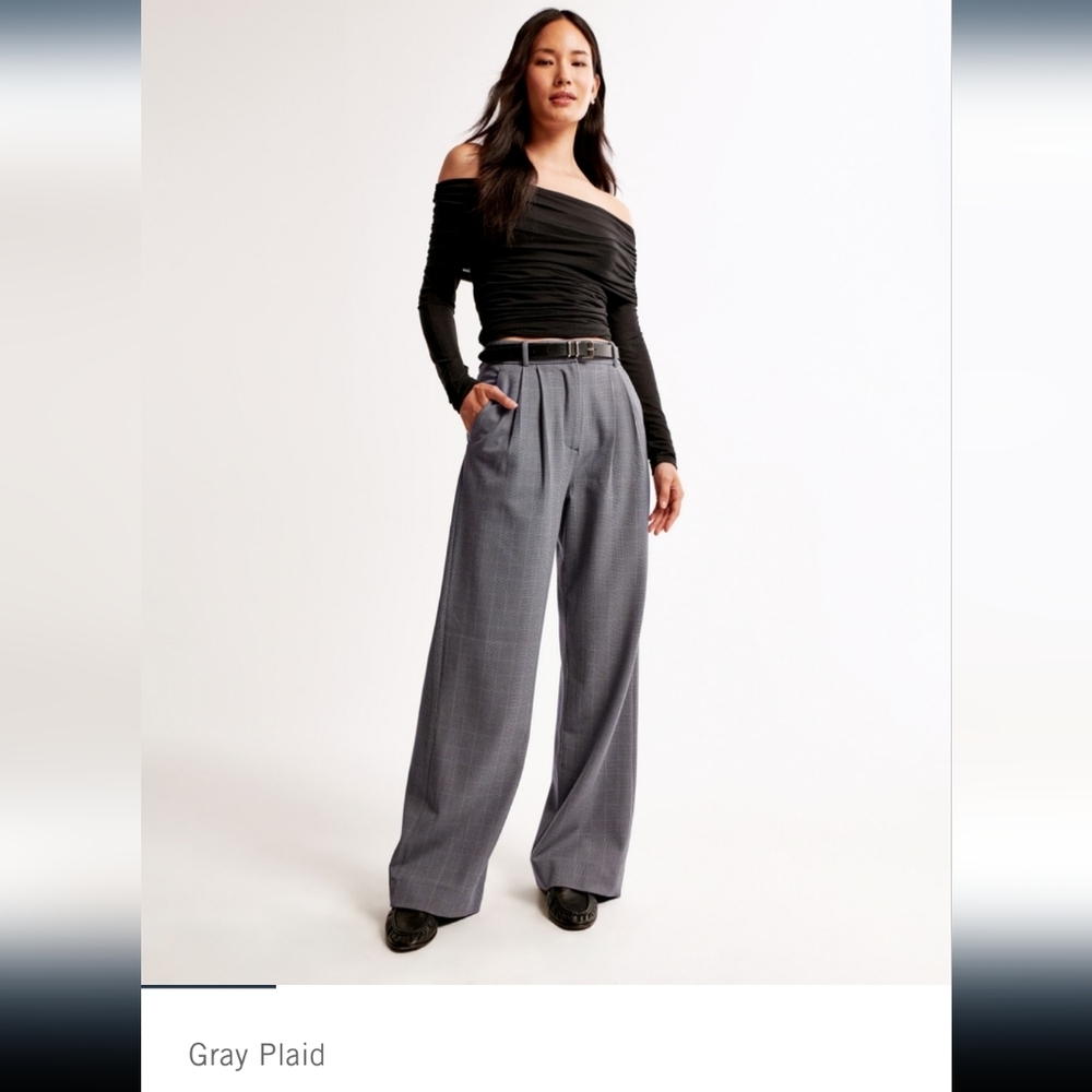 Abercrombie & Fitch Gray Sloane Tailored Wide Leg Pant
